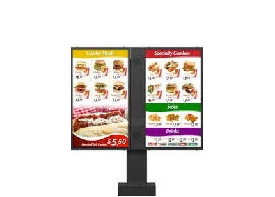 Revolution digital menu board with center speaker configuration