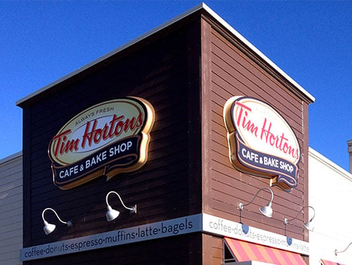 Tim Hortons Cafe & Bake Shop exterior wall signs